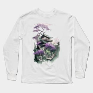 Japanese Architecture Lavender Long Sleeve T-Shirt